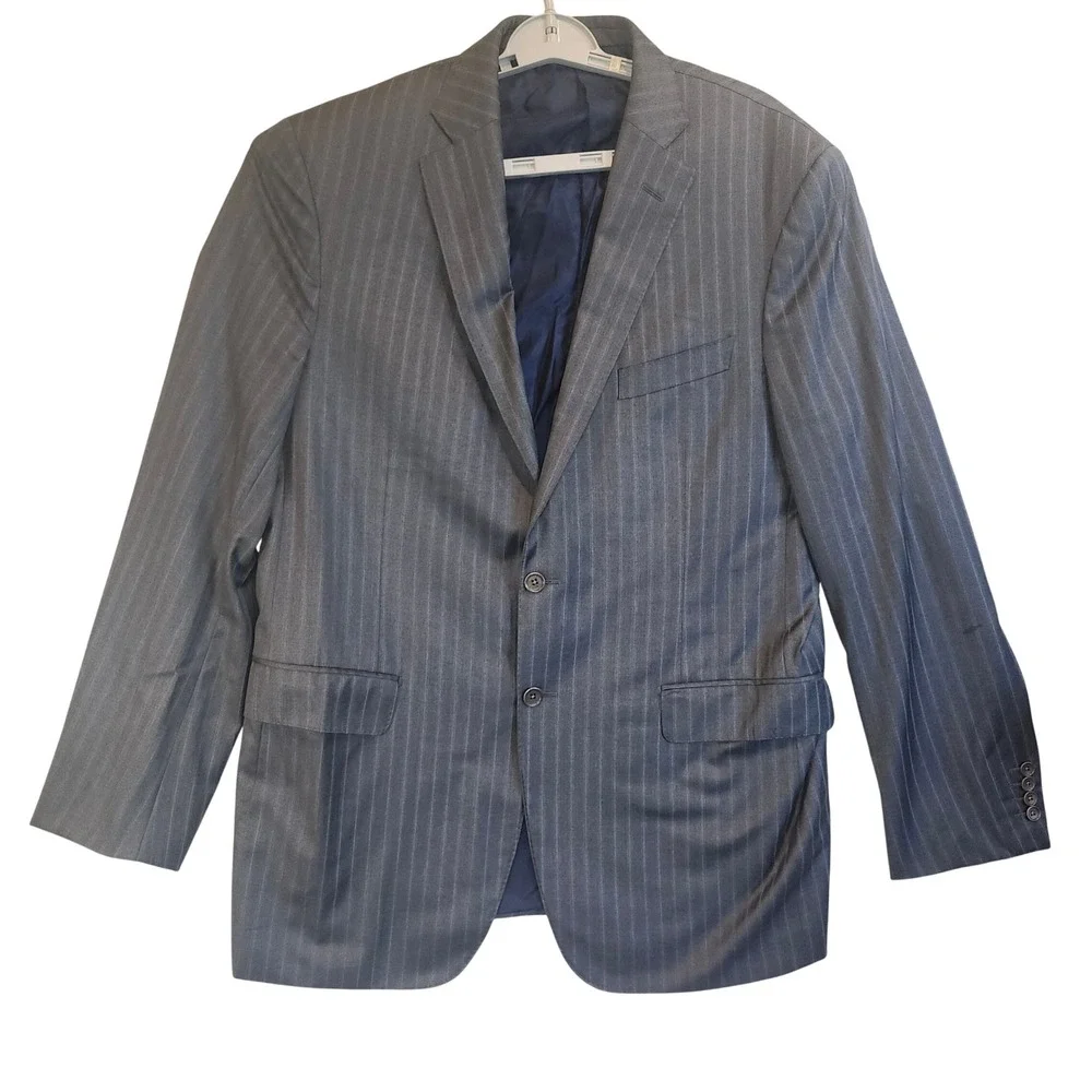 Scuderi Loro Piana Super 170s Wool Blazer Grey Pinstripe Sport Coat Italy 56 46R